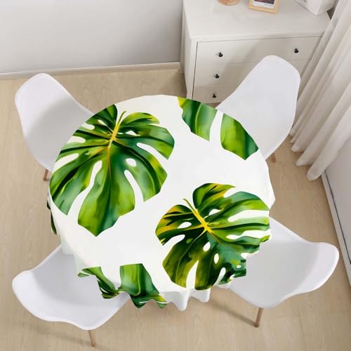 Lukery Rund Tischdecke, 3D Blume-Blatt Tischdecke Abwaschbar Splash and Stain Tischtuch, Resistant Gartentischdecke Tisch Schutz für Speisesaal, Küche (Blatt 4,180cm) von Lukery