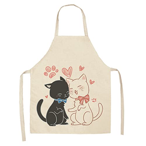 Lukery Schürze für Damen Herren Kinder, Katzen Druck Küchenschürze Lustig Weich Schürzen Latzschürze Grillschürze zum Kochen, Backen, Gartenarbeit (Rosa Fußspuren,Erwachsene- 68x55cm) von Lukery