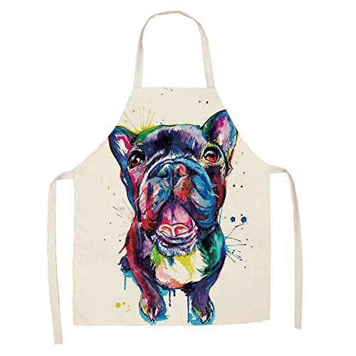 Lukery Schürze für Damen Herren Kinder, Mops Hund Druck Küchenschürze Lustig Weich Schürzen Latzschürze Grillschürze zum Kochen, Backen, Gartenarbeit (Gemälde,Erwachsene- 68x55cm) von Lukery