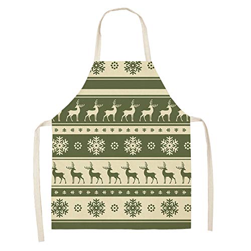 Lukery Schürze für Damen Herren Kinder, Rentier Druck Küchenschürze Lustig Weich Schürzen Latzschürze Grillschürze zum Backen, Kochen, Gartenarbeit- (Grün- Streifen,Erwachsene- 68x55cm) von Lukery