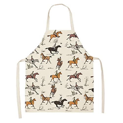 Lukery Schürze für Damen Herren Kinder, Tier Druck Küchenschürze Lustig Weich Schürzen Latzschürze Grillschürze zum Kochen, Backen, Gartenarbeit (Braunes Pferd,Kinder- 47x38cm) von Lukery