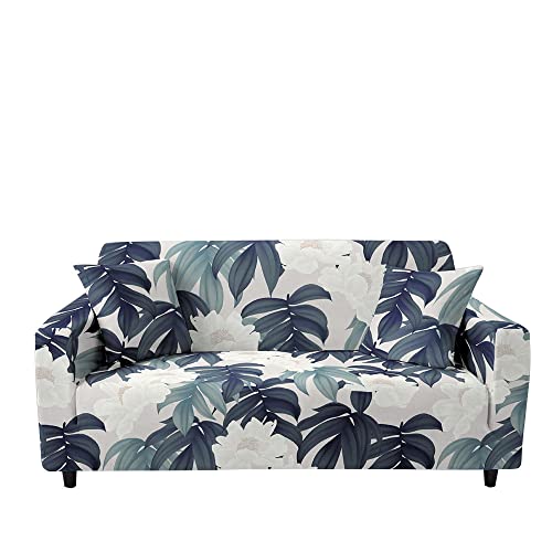 Lukery Sofabezug für 1/2/3/4 Sitzer, 3D Pflanzen Druck Eck Stretch-Sofabezug Anti-Rutsch Waschbar Möbelschutz Dehnbar Elastischer Couchbezug (1 Sitzer,Weiße Blumen) von Lukery