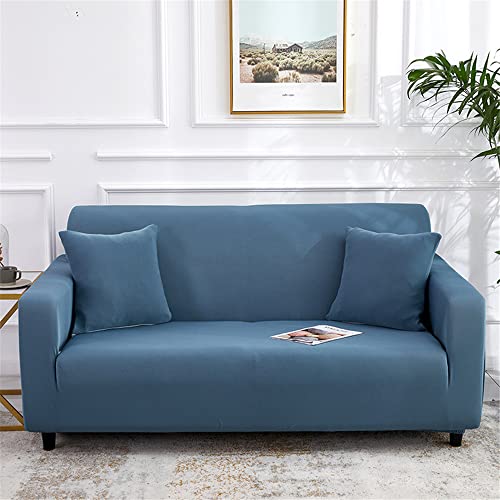Lukery Sofabezug für 1/2/3/4 Sitzer, Unifarben Eck Stretch-Sofabezug Anti-Rutsch Waschbar Möbelschutz Dehnbar Elastischer Couchbezug (Blauer See,4 Sitzer) von Lukery