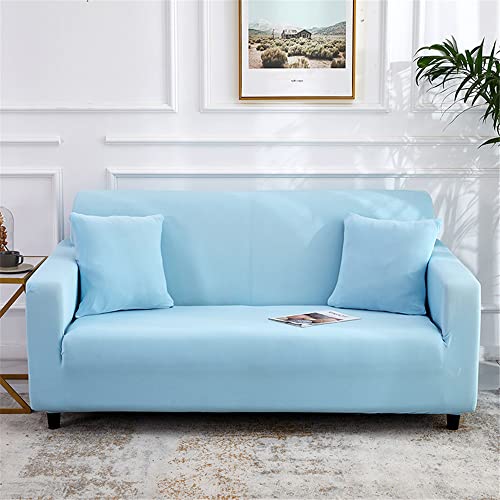 Lukery Sofabezug für 1/2/3/4 Sitzer, Unifarben Eck Stretch-Sofabezug Anti-Rutsch Waschbar Möbelschutz Dehnbar Elastischer Couchbezug (Hellblau,3 Sitzer) von Lukery