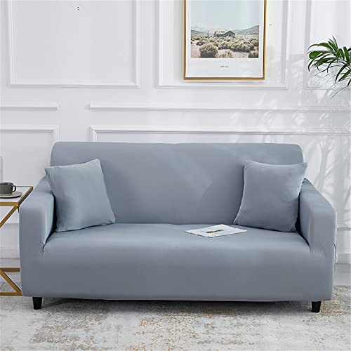 Lukery Sofabezug für 1/2/3/4 Sitzer, Unifarben Eck Stretch-Sofabezug Anti-Rutsch Waschbar Möbelschutz Dehnbar Elastischer Couchbezug (Hellgrau,3 Sitzer) von Lukery