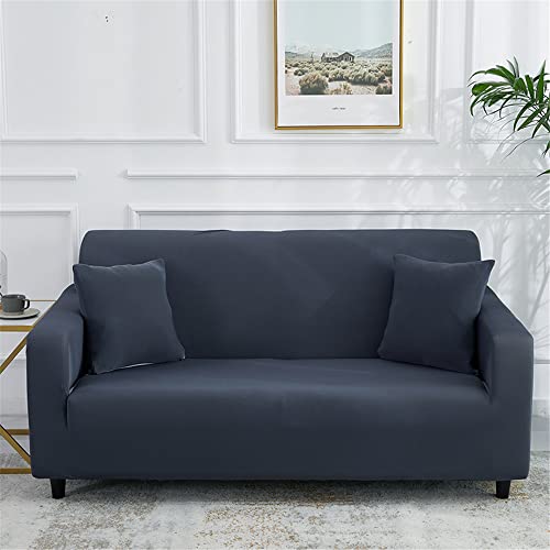 Lukery Sofabezug für 1/2/3/4 Sitzer, Unifarben Eck Stretch-Sofabezug Anti-Rutsch Waschbar Möbelschutz Dehnbar Elastischer Couchbezug (dunkelgrau,3 Sitzer) von Lukery