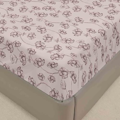 Lukery Spannbettlaken Blumendruck Verdickter Bettlaken 30cm Extra Tiefe Tasche Elastisch Spannbetttuch Weich und Atmungsaktiv für Boxspringbett Dicke Matratzen (Rosa,120x200cm) von Lukery
