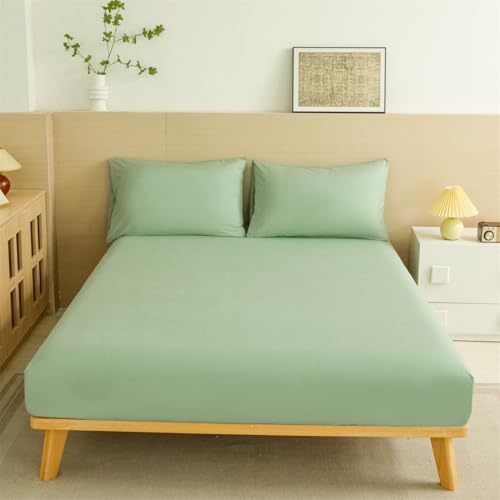 Lukery Spannbettlaken Polyester Verdickter Unifarben Bettlaken 27cm Extra Tiefe Tasche Elastisch Spannbetttuch Weich und Atmungsaktiv für Boxspringbett Dicke Matratzen (Aquamarin,120x200cm) von Lukery