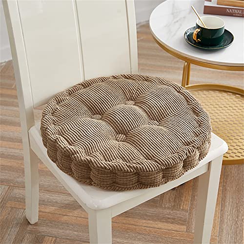 Lukery Stuhlkissen Runden, Baumwolle Weiche Sitzkissen Komfort Stuhlauflage als Stuhl Kissen für Outdoor & Indoor Gartenstuhl, Küche oder Esszimmerstuhl (Kaffeefarbe,45X45CM) von Lukery