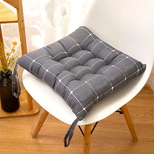 Lukery Stuhlkissen Waschbare Leinen Weiche Sitzkissen Komfort Stuhlauflage als Tatami Stuhl Kissen für Outdoor & Indoor Gartenstuhl, Küche oder Esszimmerstuhl (40 * 40cm,Grau) von Lukery