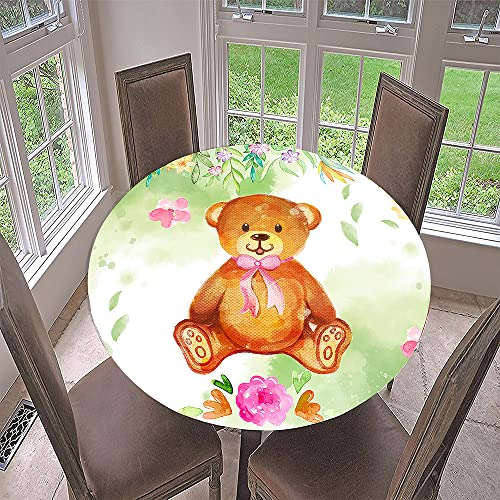 Lukery Tischdecke Abwaschbar Gartentischdecke, Tischdecke Rund Tischdecken Flexible Kante 3D Tischtuch Outdoor Indoor, Tisch Schutz für Geburtstag Hochzeit Festival (Durchmesser 130cm,Großer Bär 1) von Lukery