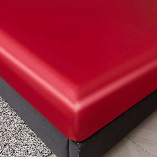 Lukery Wasserdichtes Spannbettlaken Verdickter Bettlaken 30cm Extra Tiefe Tasche Elastisch Spannbetttuch Weich und Atmungsaktiv für Boxspringbett Dicke Matratzen (rot,180x200cm) von Lukery