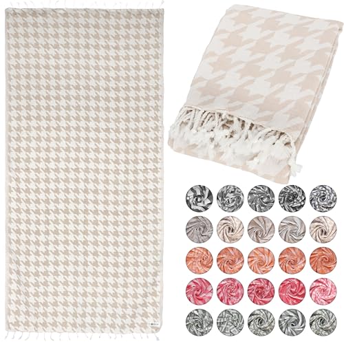 Lukkum® Oeko-TEX® Leopard Muster Leo Pestemal Strandtuch Saunatuch Badetuch Hamamtuch Groß Baumwolle Duschtuch Handtuch Fouta Pareo Yoga Decke Sporttuch Sarong (Dust Storm, Pepita 185 x 90cm) von Lukkum