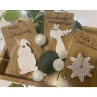 Wichtelgeschenk, Kleinigkeit Zu Weihnachten , Mitbringsel Advent Weihnachtsgeschenk Kleiner Weihnachtsgruß, Christbaumfiguren Weiß von Lukonide