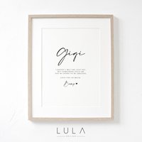 Gigi Liebe Vom Bump A4 Oder A5 Print, Ankündigung Der Schwangerschaft, To Gigi Geschenk, Muttertagsgeschenk, Neue Großelterngeschenkankündigung von LulaDesignCo