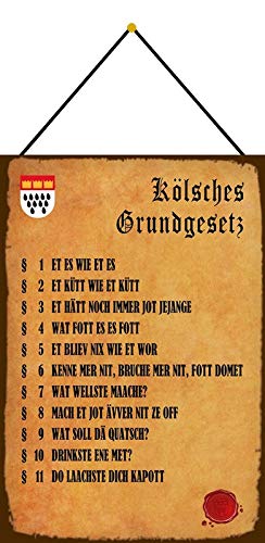Blechschild 20x30cm gewölbt mit Kordel Kölsches Grundgesetz Köln Vintage Deko Geschenk Schild Tin Sign Blechschild 20x30cm gewölbt mit Kordel Kölsches Grundgesetz Köln Vintage Deko Geschenk Schild Tin Sign von Lulizzie