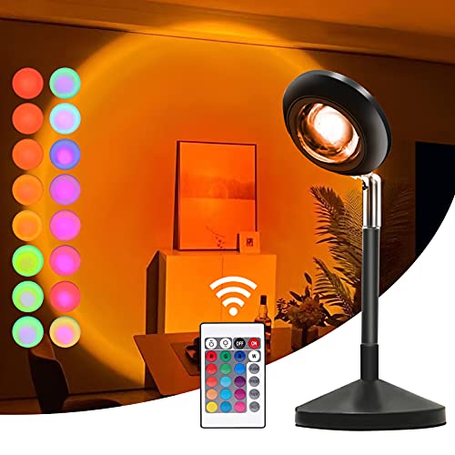 Lullabala Sunset Lamp, 180 Grad Drehung Sonnenuntergang Lampe,16 Modi Bunte Sonnenlicht Lampe, Sunset Projection LED-Licht mit USB Sunlight lamp für Foto/Selfie/Schlafzimmer-Dekor von Lullabala