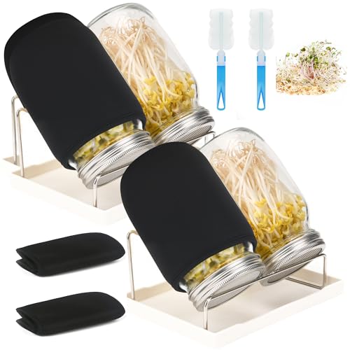 Lulonpon Sprossen-Set, 4 Sprossenglas-Kits, breite Öffnung, Quart-Einmachgläser mit Edelstahl-Sieb, Sprossendeckel, 1000 ml, Sprossen-Anzuchtset, Samen-Keim-Set für Brokkoli, Bohnen, Alfalfa Lulonpon Sprossen-Set, 4 Sprossenglas-Kits, breite Öffnung, Quart-Einmachgläser mit Edelstahl-Sieb, Sprossendeckel, 1000 ml, Sprossen-Anzuchtset, Samen-Keim-Set für Brokkoli, Bohnen, Alfalfa von Lulonpon