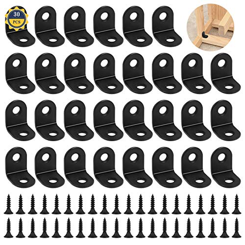 30 Stück Winkel Klammern 90 Grad Edelstahl Winkelverbinder 20 * 20mm Möbel Winkel L-Form Ecke Klammer mit Schrauben für Bücherregal Tabelle Stuhl, Schwarz von LuluDa