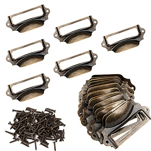 LuluDa Etikettenhalter Griffe Ziehgriffe 30 Stück Vintage Kartenhalter Etiketten mit Schrauben, Metall Etikettenhalter Bronze Label Halter Etikettenrahmen für Schublade Schrank LuluDa Etikettenhalter Griffe Ziehgriffe 30 Stück Vintage Kartenhalter Etiketten mit Schrauben, Metall Etikettenhalter Bronze Label Halter Etikettenrahmen für Schublade Schrank von LuluDa