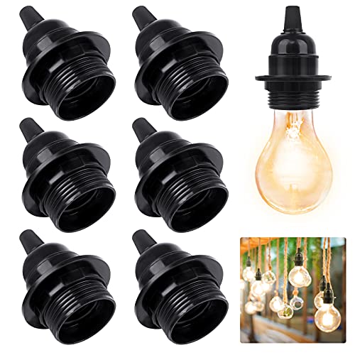 LuluDa Retro E27 Lampenfassung 7 Stück E27 Glühbirnenhalter 250V 4A Wasserdichte E27 Lampenfüße Edison Schraube Glühbirne Adapter, Lampenfassung aus Bakelit für Vintage Glühbirne, Schwarz von LuluDa