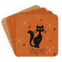 Retro Untersetzer Set Aus Korkholz Mit Atomic Kitty Design Mod 60S Style Kitchen Vintage Look Bar Groovy Retro Untersetzer Set Aus Korkholz Mit Atomic Kitty Design Mod 60S Style Kitchen Vintage Look Bar Groovy von LuluandSamCo