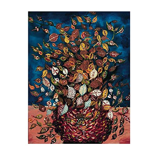 Luluart Naive Kunstdrucke,Seraphine Louis Berühmte Gemälde Druck auf Leinwand Le Bouquet de Feuilles Reproduktion auf Leinwand,Leinwand Wandkunst Bilder für Wohnzimmer Dekoration 60x80cm Rahmenlos von Luluart