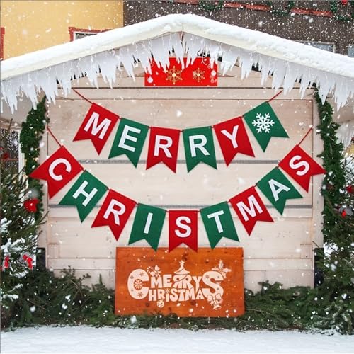 Merry Christmas Girlande, Weihnachtsdeko Girlande Buchstaben, Weihnachten Bunting Banner, Wiederverwendbare Christmas Decorations, Für Weihnachten Party Zuhause Hängende Indoor Outdoor Dekorationen von Lulullaby