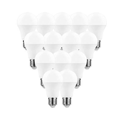 LumCa 14er Pack A60 LED Glühbirne 9W cool white E27 ersetzt 58W | 4000 Kelvin | 850 Lumen | nicht dimmbar | 220-240V | 270° Abstrahlwinkel| Glühbirne E27 | LED Birne E27 | Leuchtmittel e27 | LED Bulb von LumCa