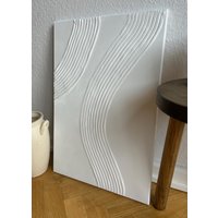 Handgemachte Weiße Strukturierte Wandkunst | 3D Abstraktes Gemälde | 40 X 60 cm von LumaTextura
