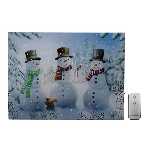 LumaBase Beleuchtete Wanddekoration, batteriebetrieben, Motiv: fröhliche Schneemänner von Lumabase