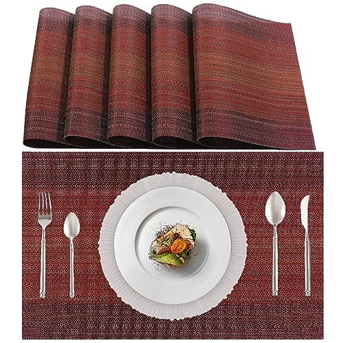 Lumaca Set mit 6 Tischsets Abwaschbar (70% PVC und 30% Polyester), Platzset, Einfache Reinigung, rutschfest, Hitzebeständig, Ideal für den Küchentisch,Rot von Lumaca