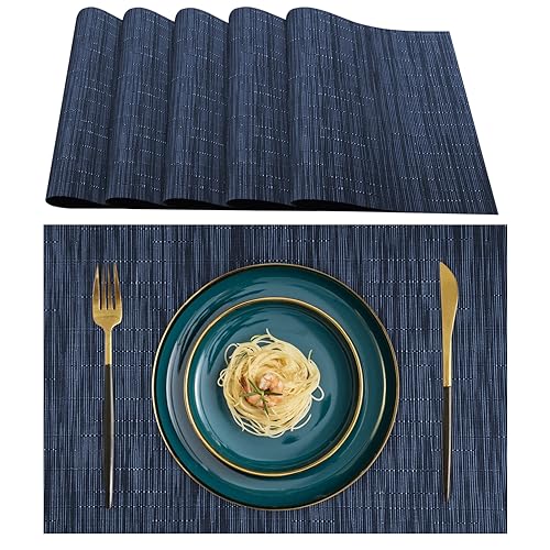 Lumaca Tischsets Abwaschbar, Set mit 6 Platzset, (70% PVC, 30% Polyester), hitzebeständig, rutschfest, für Küchentisch und Restaurants,Blau von Lumaca