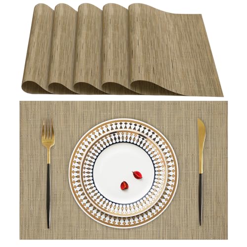 Lumaca Tischsets Abwaschbar, Set mit 6 Platzset, (70% PVC, 30% Polyester), hitzebeständig, rutschfest, für Küchentisch und Restaurants,Braun von Lumaca