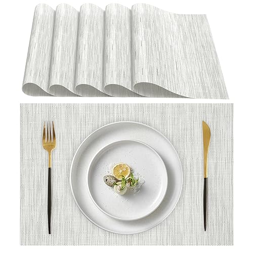 Lumaca Tischsets Abwaschbar, Set mit 6 Platzset, (70% PVC, 30% Polyester), hitzebeständig, rutschfest, für Küchentisch und Restaurants,Hellgrau von Lumaca