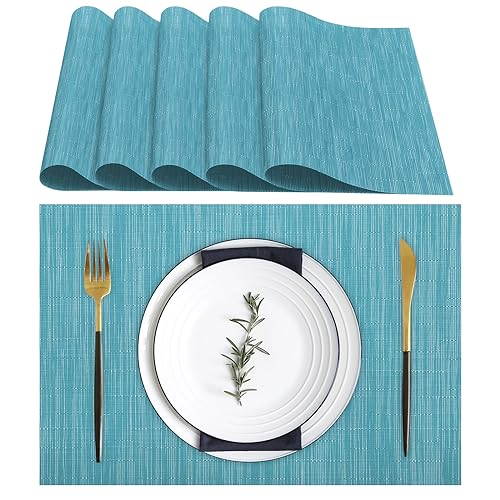 Lumaca Tischsets Abwaschbar, Set mit 6 Platzset, (70% PVC, 30% Polyester), hitzebeständig, rutschfest, für Küchentisch und Restaurants,Himmelblau von Lumaca