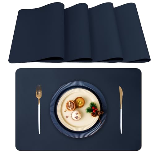 Lumaca Tischsets Abwaschbar, Set mit 4 Platzsets Abwaschbar,Tischset Hitzebeständig, rutschfest, für Küchentisch und Restaurants,Blau von Lumaca