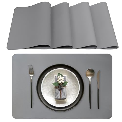 Lumaca Tischsets Abwaschbar, Set mit 4 Platzsets Abwaschbar,Tischset Hitzebeständig, rutschfest, für Küchentisch und Restaurants,Grau von Lumaca