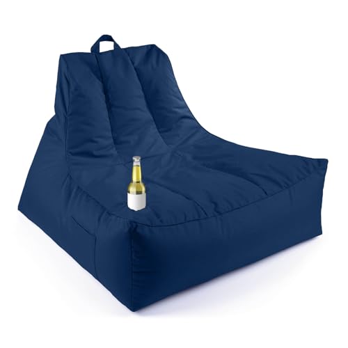 LUMALAND Premium Lounge-Sessel | Outdoor Liege Sitzsack & Indoor Sessel in 1 | XXL Lounge Gartenmöbel mit Füllung & Getränkehalter – für Wohnzimmer & als Balkonmöbel | Gartenlounge Bean Bag wasserfest von Lumaland