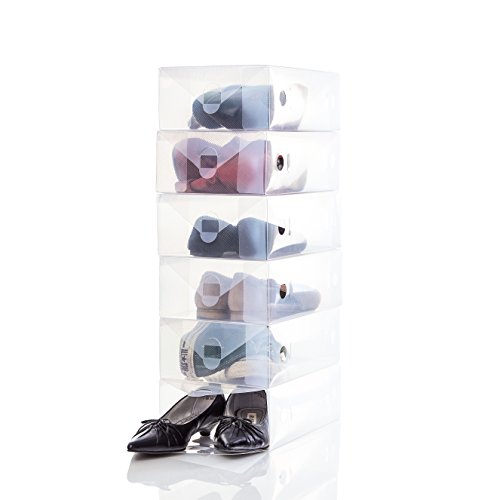 Lumaland 5er Set Damen Schuhbox Aufbewahrungsbox Organizer aus Kunststoff transparent stapelbar ca. 30 x 18,5 x 9,7 cm von Lumaland