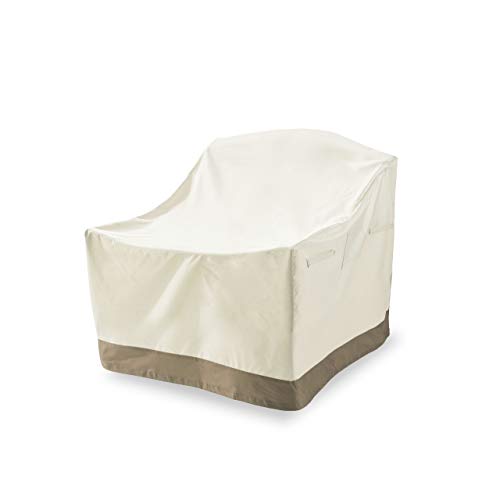 Lumaland Abdeckung für Gartenstühle 64 x 79 x 102 cm robuste Schutzhülle für Gartenmöbel Oxford 600D 280 g/m² Wasserdicht Witterungsbeständig Winterfest für Gartensessel in Beige von Lumaland