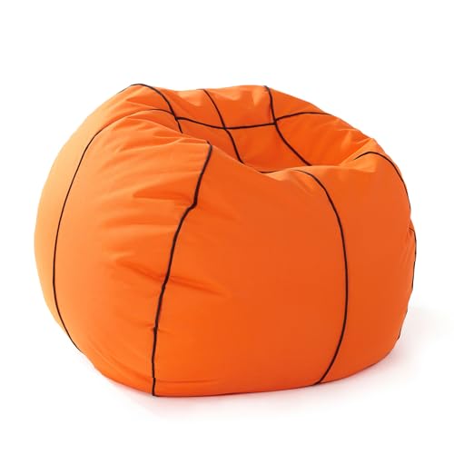 Lumaland Basketball-Sitzsack (110 cm Ø): Der Dunking fürs Sitzgefühl | So geht stilechtes Mitfiebern sowohl Indoor & Outdoor I Mit über 2,5 Mio. anpassungsfähigen EPS-Perlen | Waschbarer Bezug von Lumaland