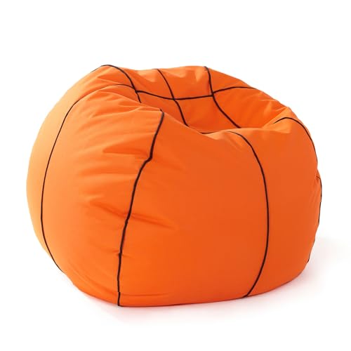 Lumaland Basketball-Sitzsack (90 cm Ø): Der Dunking fürs Sitzgefühl | So geht stilechtes Mitfiebern sowohl Indoor & Outdoor I Mit über 1,5 Mio. anpassungsfähigen EPS-Perlen | Waschbarer Bezug von Lumaland