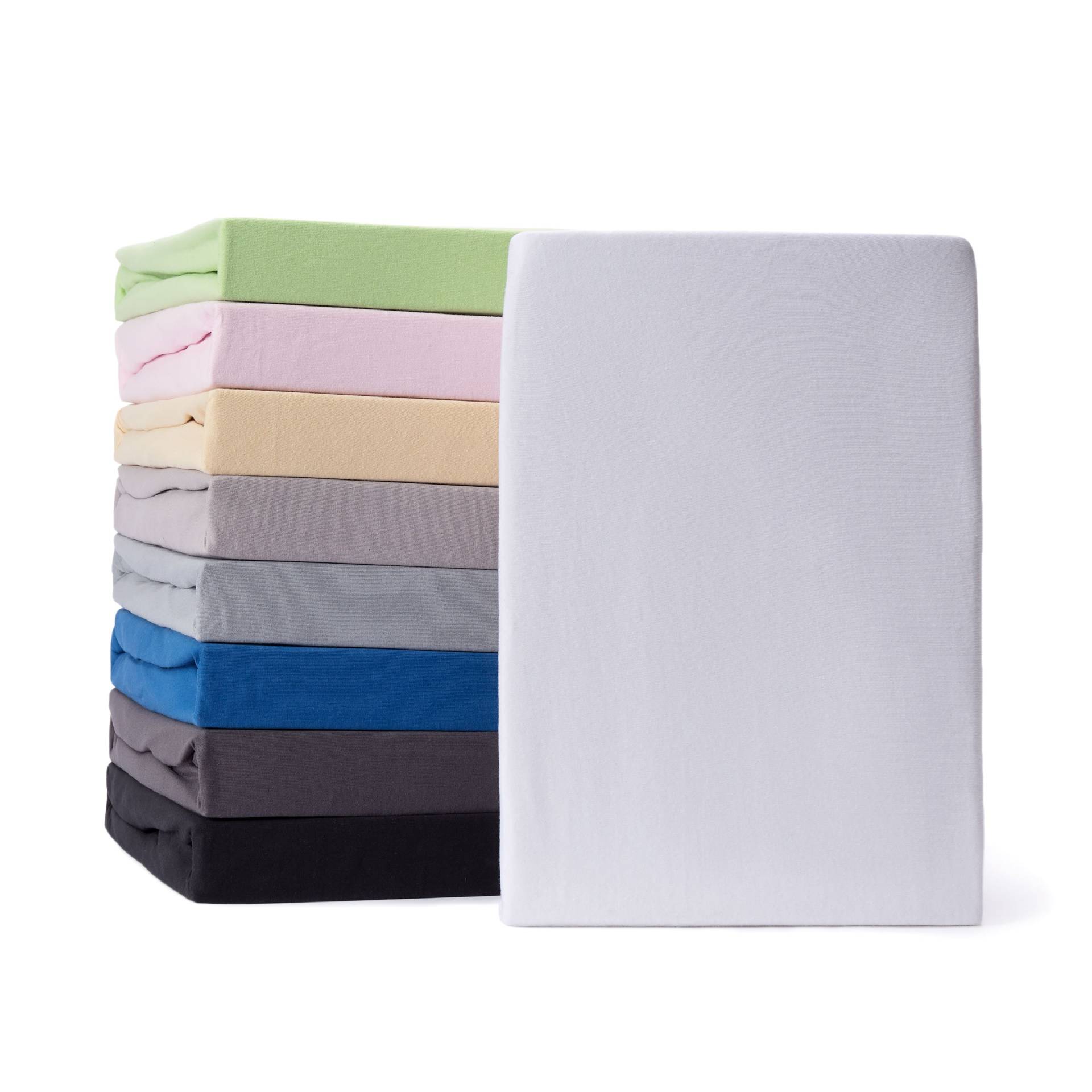 Comfort Jersey Spannbettlaken - 160 g/m² 100% Baumwolle - 100 x 200 cm - 120 x 200 cm - Weiß von LUMALAND
