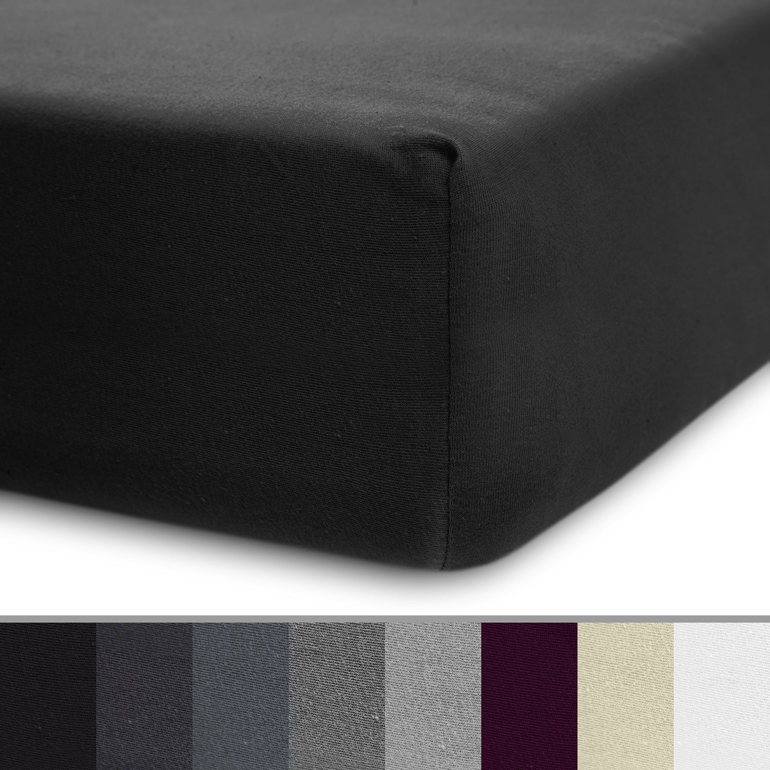 Comfort Jersey Spannbettlaken - 160 g/m² 100% Baumwolle - 180-200 x 200 cm - Anthrazit von LUMALAND