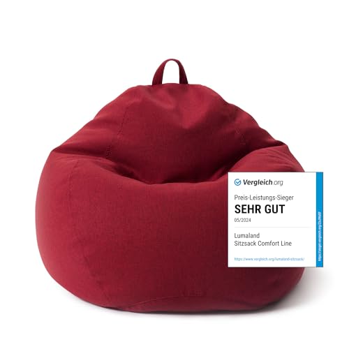 Lumaland Sitzsack Comfort Line | Indoor Beanbag 100x120x50cm mit mehr als 2,4 Mio. anpassbaren EPS-Perlen | Weiches & Komfortables Bodenkissen | Sessel für Kinder & Erwachsene | 315 L Volumen [Rot] von Lumaland