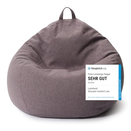 Lumaland Sitzsack Comfort Line | Indoor Beanbag 100x120x50cm mit mehr als 2,4 Mio. anpassbaren EPS-Perlen | Weiches & Komfortables Bodenkissen | Sessel für Kinder & Erwachsene | 315 L Dunkelgrau von Lumaland