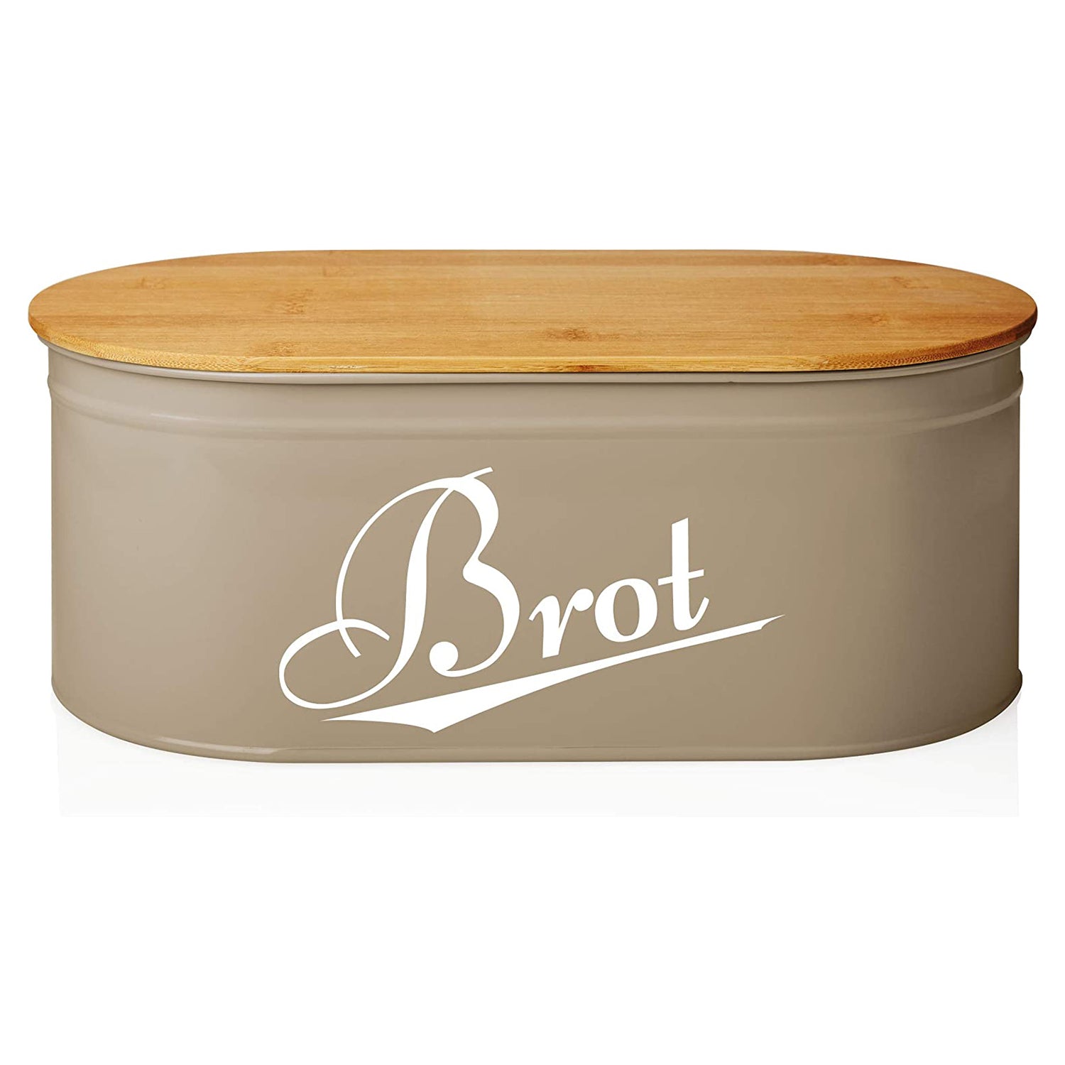 Cuisine Brotkasten aus Metall mit Bambus Deckel - Oval 36 x 20 x 13,8 cm - Grau von LUMALAND