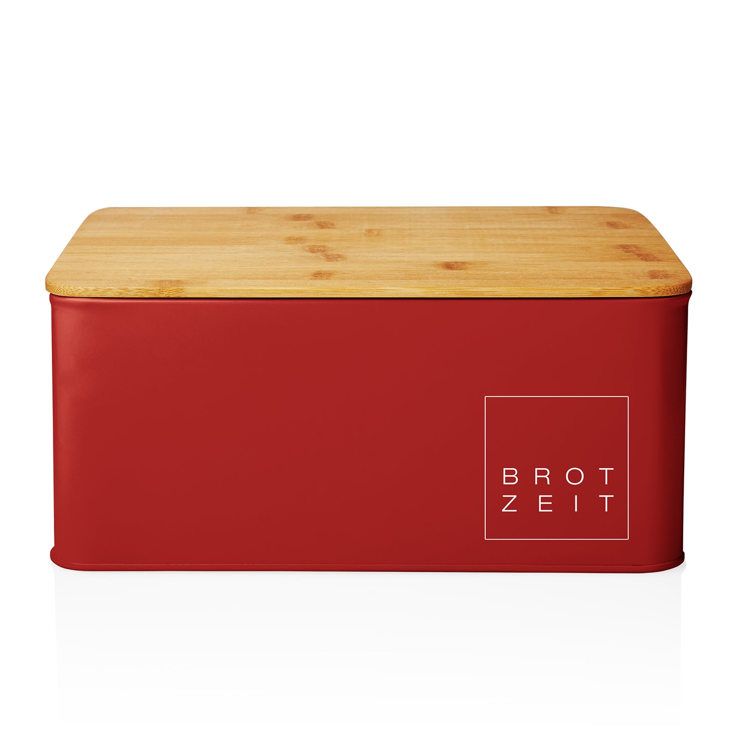 Cuisine Brotkasten aus Metall mit Bambus Deckel - Rechteckig 30,5 x 23,5 x 14 cm - Rot von LUMALAND