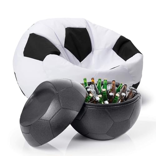 Lumaland Fan-Lounge 1 + 1 | 1x XXL-Fußball-Sitzsack + Fußball-Kühlbox mit Sitzfunktion 41 Liter | pures EM-Feeling @Home | Kühlbox ideal als Sitz | in- & Outdoor Lumaland Fan-Lounge 1 + 1 | 1x XXL-Fußball-Sitzsack + Fußball-Kühlbox mit Sitzfunktion 41 Liter | pures EM-Feeling @Home | Kühlbox ideal als Sitz | in- & Outdoor von Lumaland